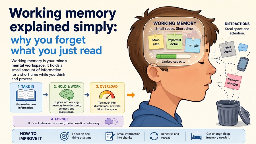 Working memory explained simply: why you forget what you just read
